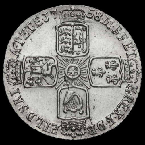 1758/7 George II Early Milled Silver Sixpence Reverse