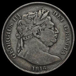 1816 George III Milled Silver 'Bull Head' Half Crown Obverse