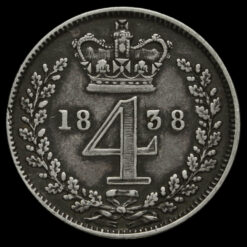 1838 Queen Victoria Young Head Silver Maundy Fourpence Reverse