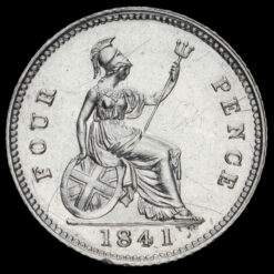 1841 Queen Victoria Young Head Silver Fourpence / Groat Reverse