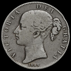 1845 Queen Victoria Young Head Silver Crown Obverse