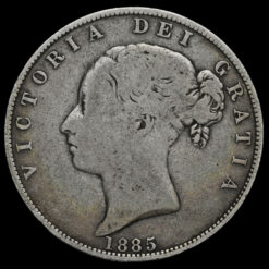1885 Queen Victoria Young Head Silver Half Crown Obverse