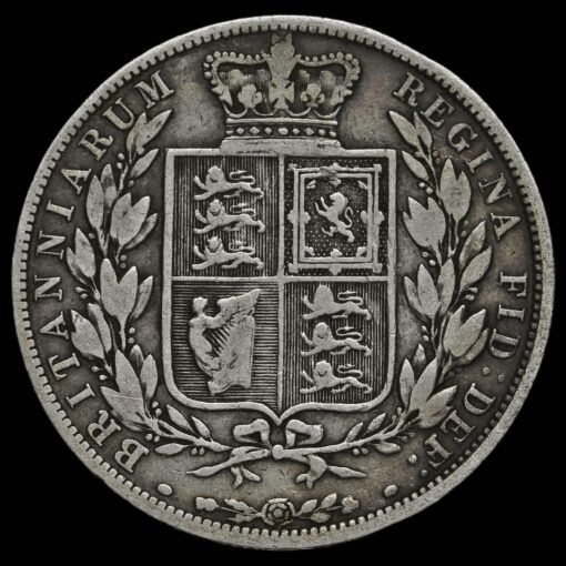 1885 Queen Victoria Young Head Silver Half Crown Reverse