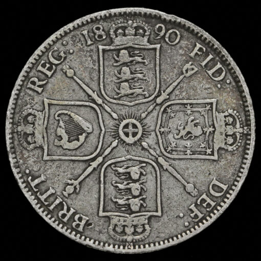 1890 Queen Victoria Jubilee Head Silver Florin Reverse