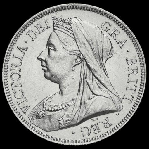 1893 Queen Victoria Veiled Head Silver Half Crown Obverse