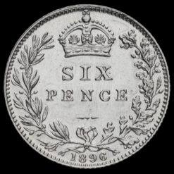 1896 Queen Victoria Veiled Head Silver Sixpence Reverse