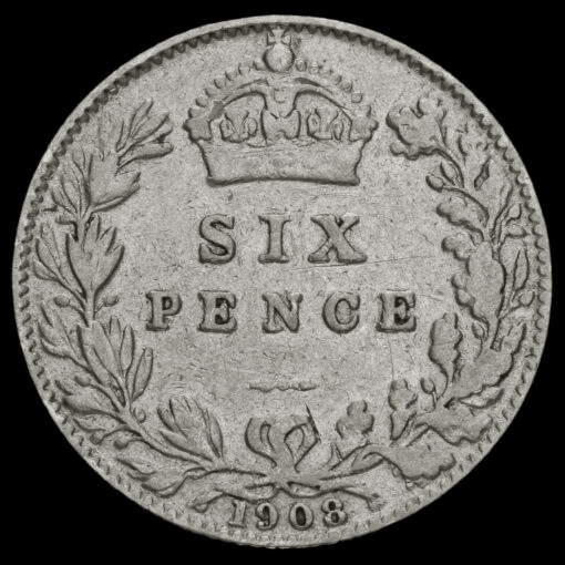 1908 Edward VII Silver Sixpence Reverse