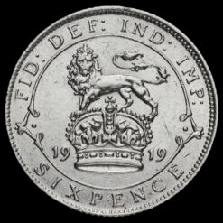 1919 George V Silver Sixpence Reverse