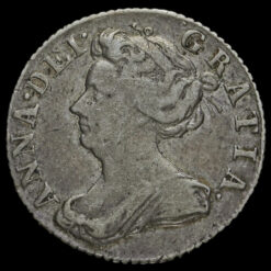 1707 Queen Anne Early Milled Silver Sixpence Obverse