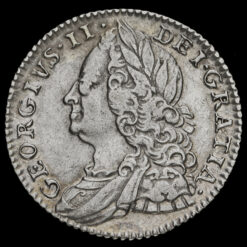 1757 George II Early Milled Silver Sixpence Obverse