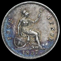 1837 William IV Milled Silver Fourpence / Groat Reverse