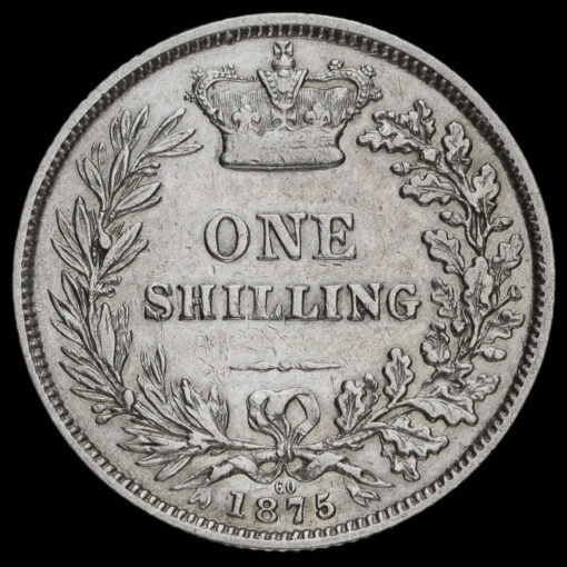 1875 Queen Victoria Young Head Silver Shilling Reverse