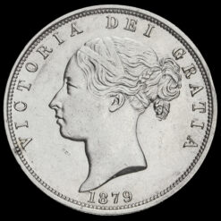 1879 Queen Victoria Young Head Silver Half Crown Obverse