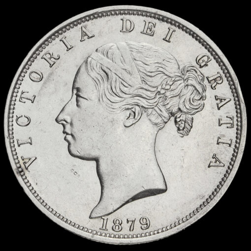 1879 Queen Victoria Young Head Silver Half Crown Obverse