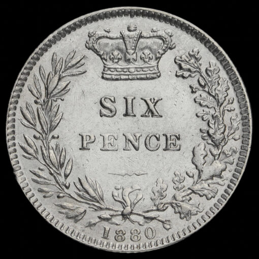 1880 Queen Victoria Young Head Silver Sixpence Reverse