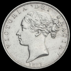 1881 Queen Victoria Young Head Silver Half Crown Obverse