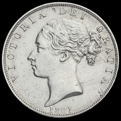 1881 Queen Victoria Young Head Silver Half Crown Obverse