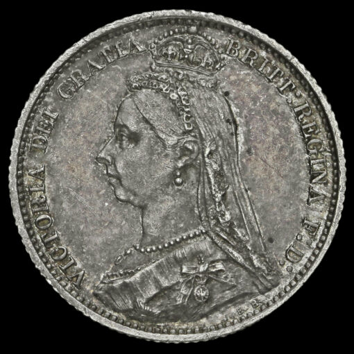 1887 Queen Victoria Jubilee Head Silver Sixpence Obverse