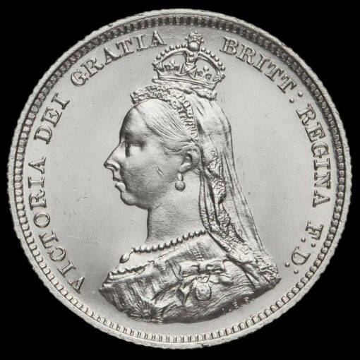 1888 Queen Victoria Silver Shilling (8 over 7) Obverse
