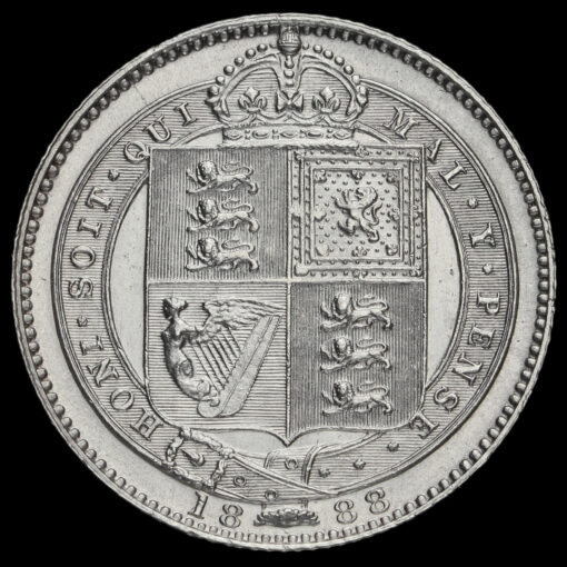 1888 Queen Victoria Silver Shilling (8 over 7) Reverse