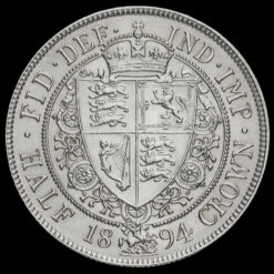 1894 Queen Victoria Veiled Head Silver Half Crown Reverse