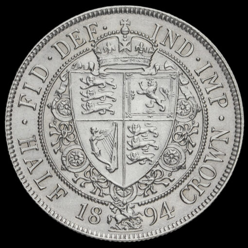 1894 Queen Victoria Veiled Head Silver Half Crown Reverse