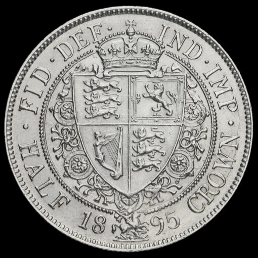 1895 Queen Victoria Veiled Head Silver Half Crown Reverse