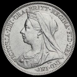 1897 Queen Victoria Veiled Head Silver Sixpence Obverse