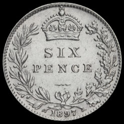 1897 Queen Victoria Veiled Head Silver Sixpence Reverse