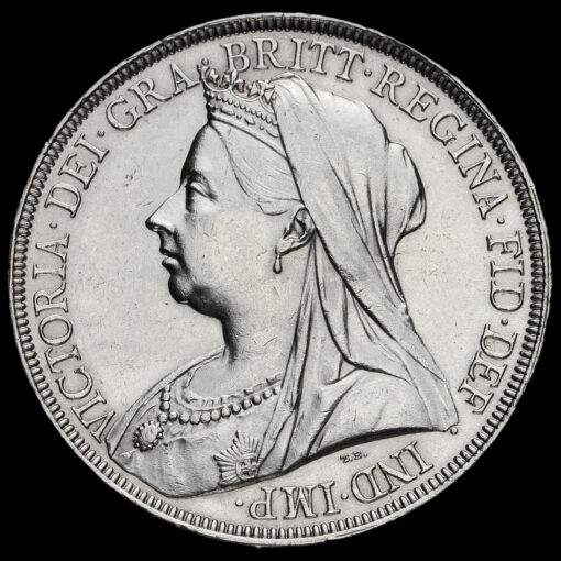 1897 Queen Victoria Veiled Head Silver LXI Crown Obverse