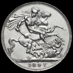1897 Queen Victoria Veiled Head Silver LXI Crown Reverse