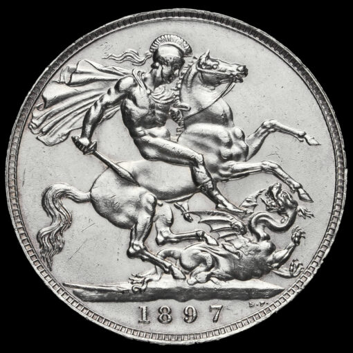 1897 Queen Victoria Veiled Head Silver LXI Crown Reverse