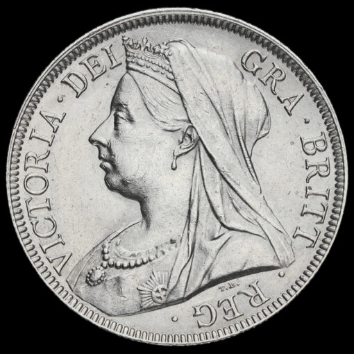 1898 Queen Victoria Veiled Head Silver Half Crown Obverse