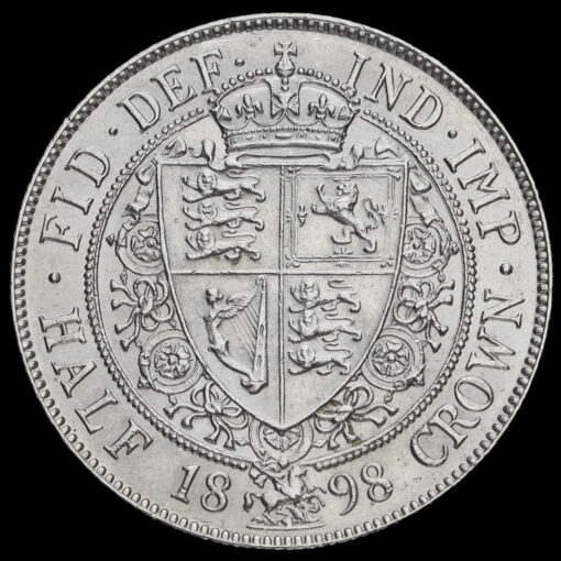 1898 Queen Victoria Veiled Head Silver Half Crown Reverse
