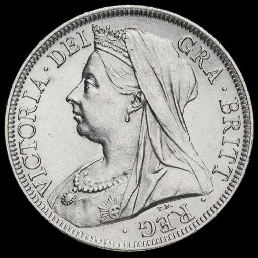 1899 Queen Victoria Veiled Head Silver Half Crown Obverse