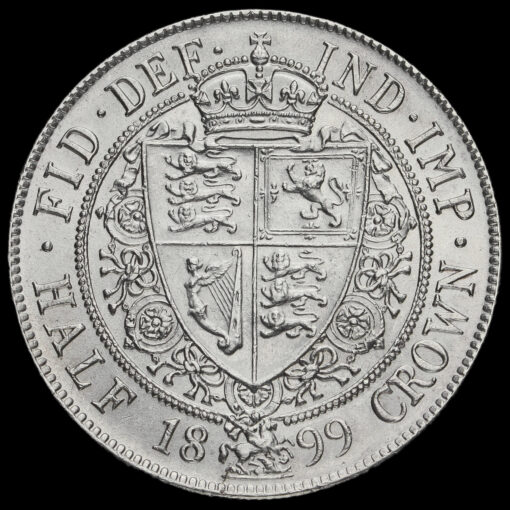 1899 Queen Victoria Veiled Head Silver Half Crown Reverse