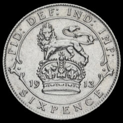 1913 George V Silver Sixpence Reverse