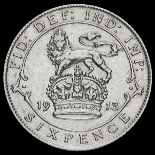 1913 George V Silver Sixpence Reverse