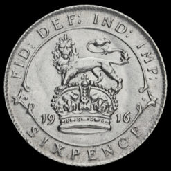 1916 George V Silver Sixpence Reverse