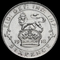 1918 George V Silver Sixpence Reverse