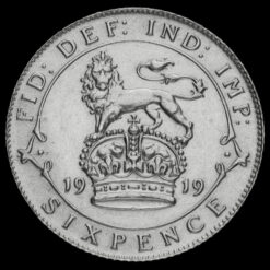 1919 George V Silver Sixpence Reverse
