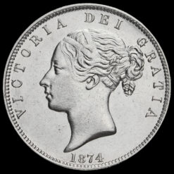 1874 Young Head Silver Half Crown Obverse