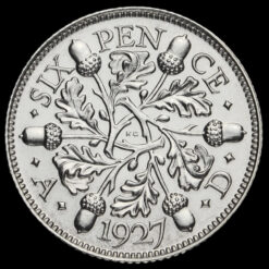 1927 George V Proof Silver Sixpence Reverse
