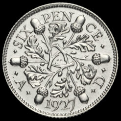 1927 George V Proof Silver Sixpence Reverse