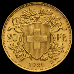Switzerland 1930 Gold Vreneli 20 Francs Reverse