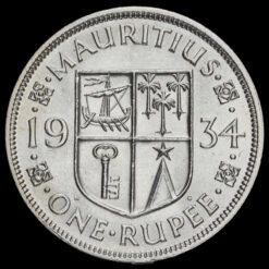 Mauritius 1934 George V Silver One Rupee Reverse