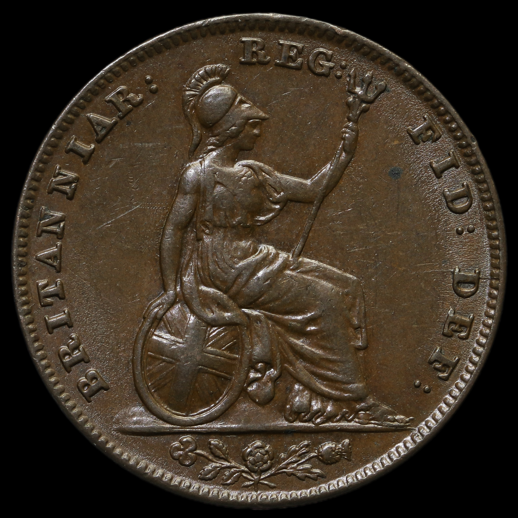 1840 Queen Victoria Young Head Copper Farthing