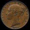 1843 Queen Victoria Young Head Copper Farthing Obverse