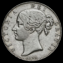 1845 Queen Victoria Young Head Silver Crown Obverse