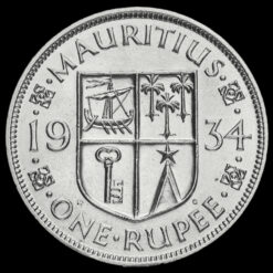 Mauritius 1934 George V Silver One Rupee Reverse
